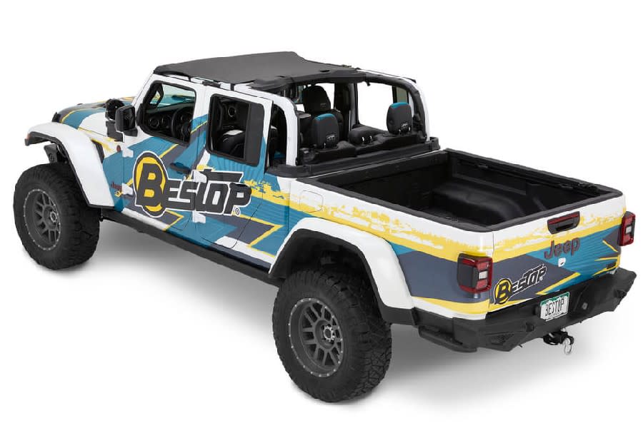 Bestop TargaStyle Header Bikini Top W Windjammer Duster Black Diamond Jeep Rubicon 2018 2021