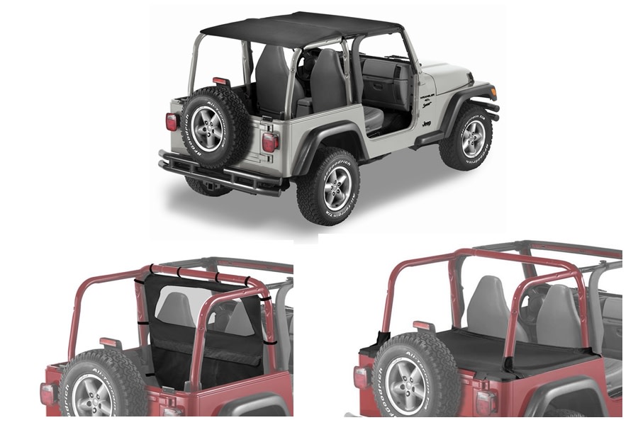 Jeep TJ Bestop Extended SafariStyle Bikini Top Package WFactory Soft Top Jeep Sahara