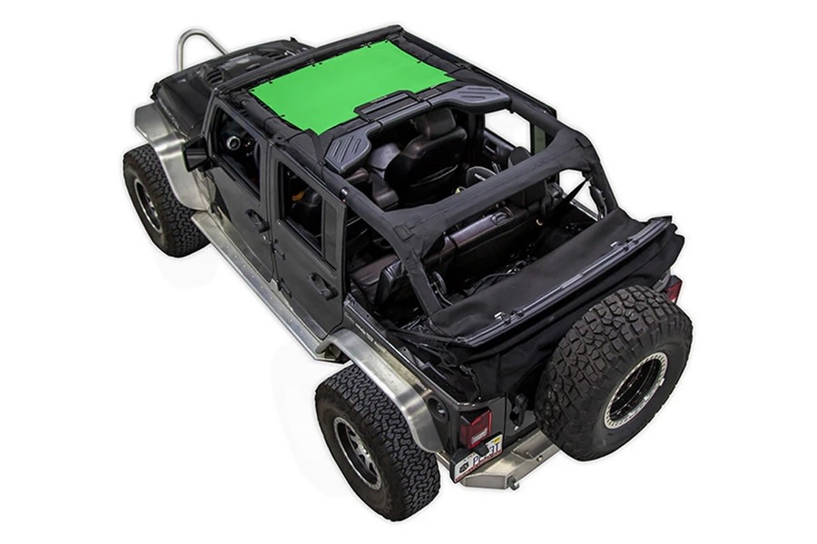 Jeep JK 4Dr SpiderWebShade 1Piece Front Bikini Top Green Jeep Unlimited Rubicon 2007 2018