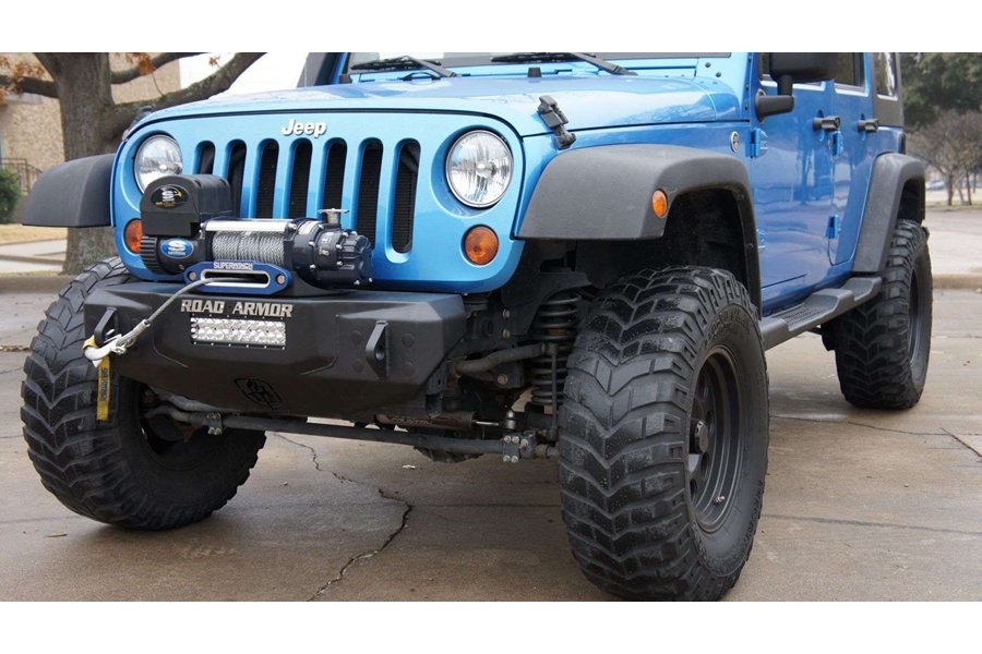 Road Armor Stealth Stubby Front Winch Bumper - Texture Black  - JK 