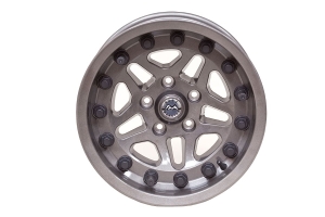 Hutchinson Rock Monster Beadlock Wheel 15x8in 5x4.5 Argent w/ Black Caps - TJ