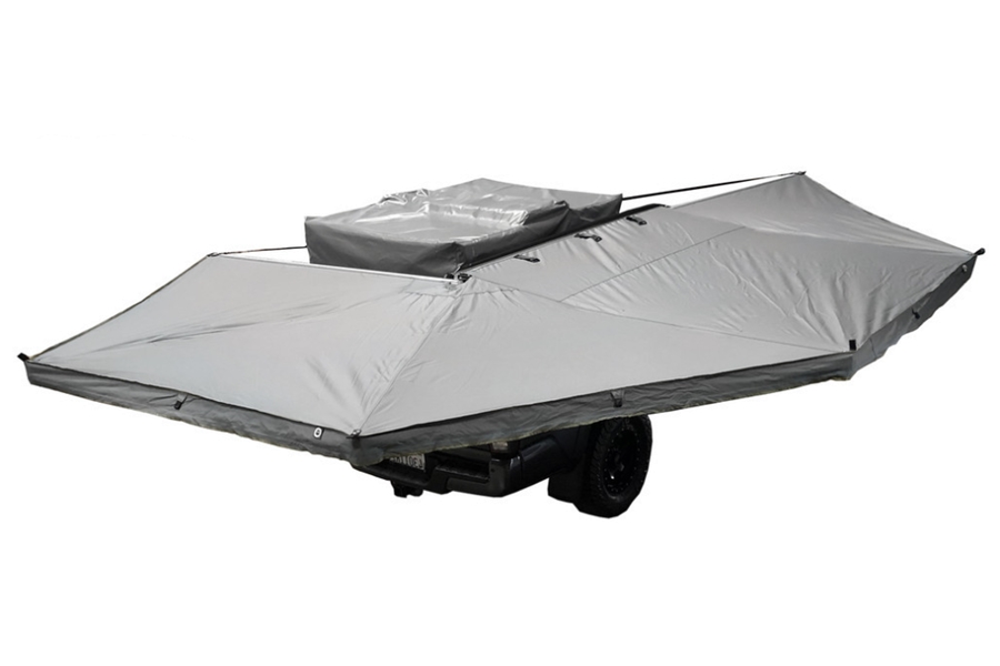 Overland Vehicle Systems Nomadic 270 Passenger Side Awning w/ Bracket Kit and Extended Poles - Dark Gray 
