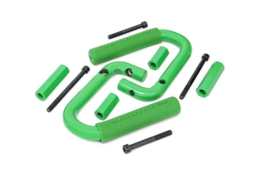 Rough Country Front Steel Grab Handles - Green - JK  