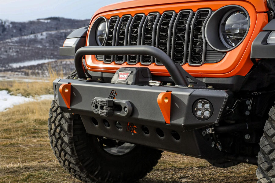 Next Venture Motorsports Front Bumper & Lower Skid Plate w/ 7in Stinger - Aluminum Adventure Series, Bare - JL/JT