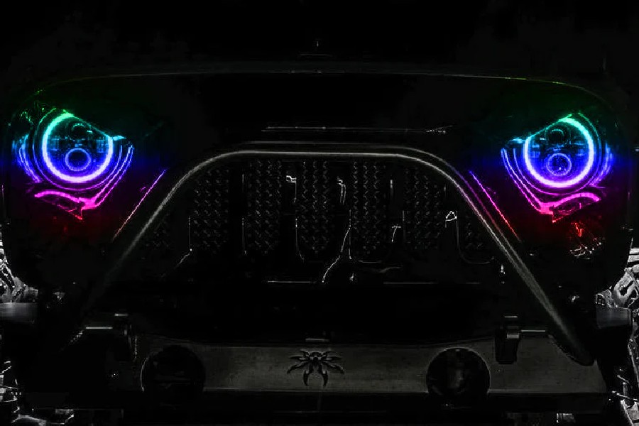 Oracle Lighting 7in High Powered LED Headlights (Pair) - Black Bezel - Dynamic ColorSHIFT - JT/JL
