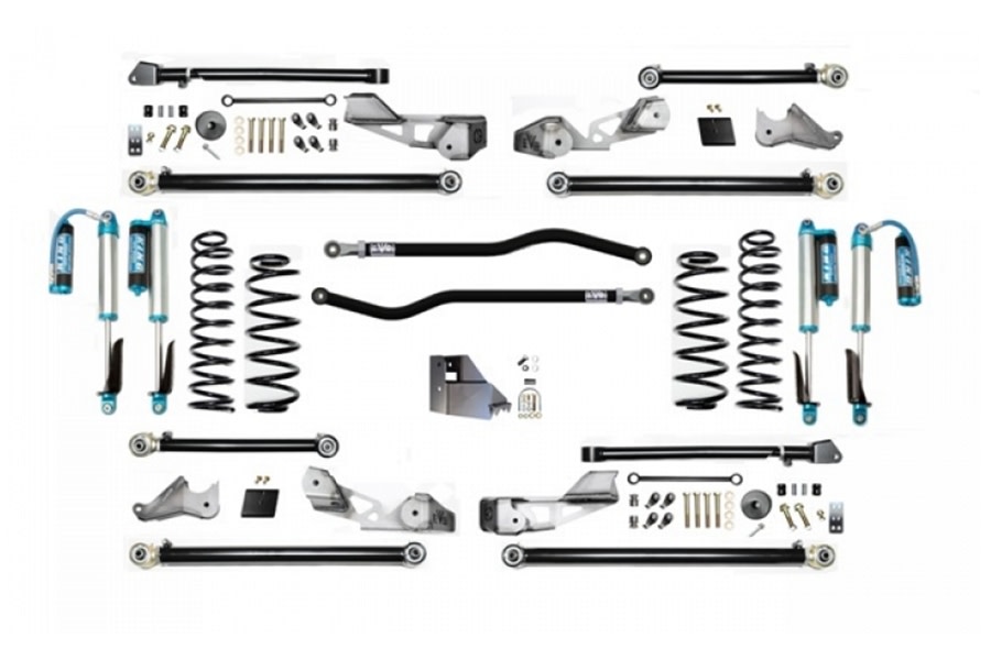 EVO Manufacturing 4.5in High Clearance PLUS Long Arm Lift Kit w/ Comp Adjuster Shocks - JL 4Dr Diesel 
