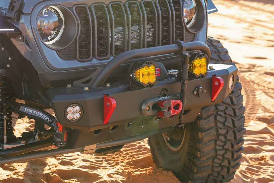 Next Venture Motorsports Aluminum Adventure Series Front Bumper & Lower Skid Plate + Light Mount - Bare - JL/JT