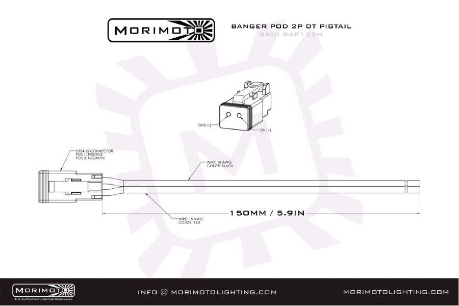 Morimoto Off-Road 2 DT-Extension Harness, 1,2,4Banger, 2M Long