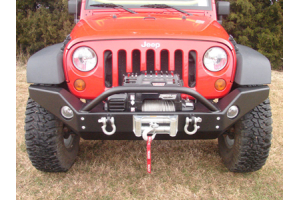 Rock Hard 4x4 Patriot Series Full Width Front Bumper w/Lowered Winch Plate Black - JK