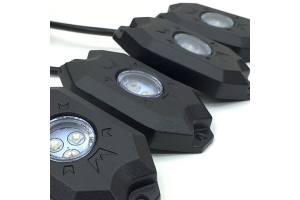 Quake LED 4-Piece LED RGB Rock Lights, Bluetooth Controller Included - Quad Lock Compatible 