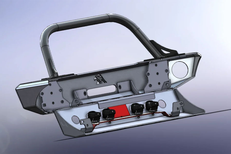 Next Venture Motorsports Aluminum Adventure Series Front Bumper & Lower Skid Plate + Light Mount - Bare - JL/JT