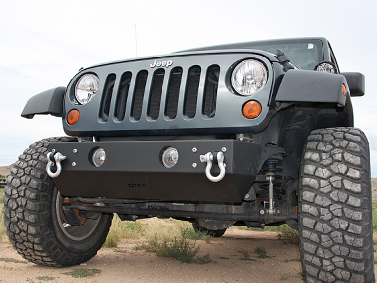 OR-Fab Light Mount Rock Slider Front Bumper Wrinkle Black - JK