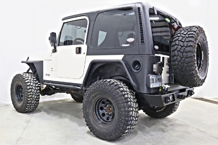 LOD Destroyer Rear Bumper with Tire Carrier, Black Texture - TJ/LJ/YJ