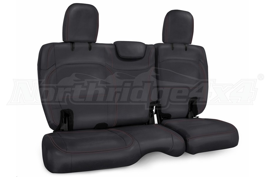 Jeep JL 4dr PRP Rear Seat Cover wout Arm Rest Black wRed Stitch Jeep
