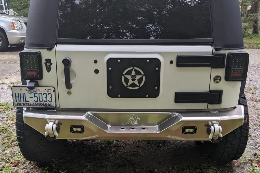 Next Venture Motorsports Aluminum Rear Bumper Featherweight Series - Bare w/ LED Cutouts - JK