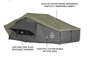 Overland Vehicle Systems Nomadic 4 Extended Roof Top Tent, Gray Body, Green Rainfly