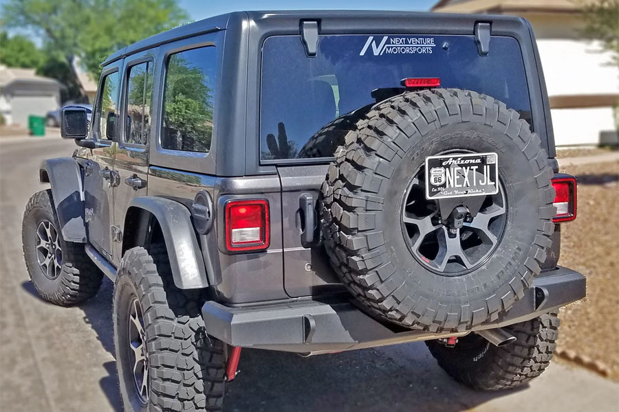 Next Venture Motorsports Standard License Plate Relocation Bracket w/ Baja Designs Bracket - Bare - JL/JK