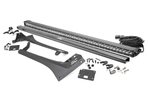 Rough Country Upper Windshield Kit w/ Single-Row Chrome Series LED Light Bar  - JT/JL