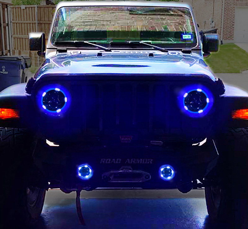 Quake LED Tempest Series 9in HD RGB Headlights/4in Fog Lights - JL/JT