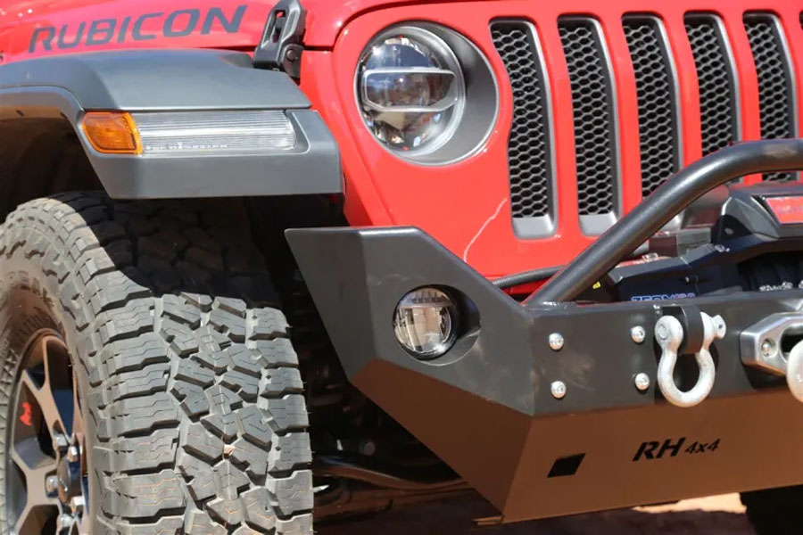 Rock Hard 4x4 Patriot Series Aluminum Mid Width Front Bumper w/ Lowered Winch Plate - JT/JL