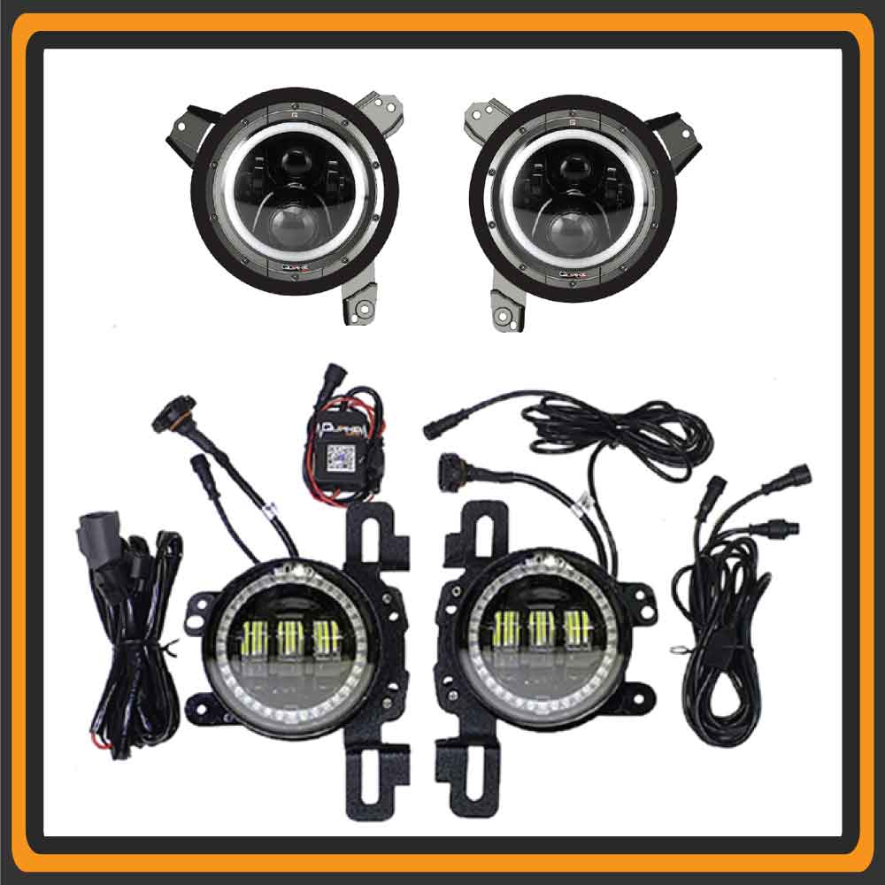 Quake LED Tempest Series 9in HD RGB Headlights/4in Fog Lights - JL/JT