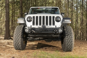 Rugged Ridge Arcus Front Stubby Bumper w/ Winch Tray and Tow Hooks  - JT/JL