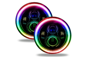 Oracle Lighting 7in High Powered LED Headlights (Pair) - Black Bezel - Dynamic ColorSHIFT - JT/JL