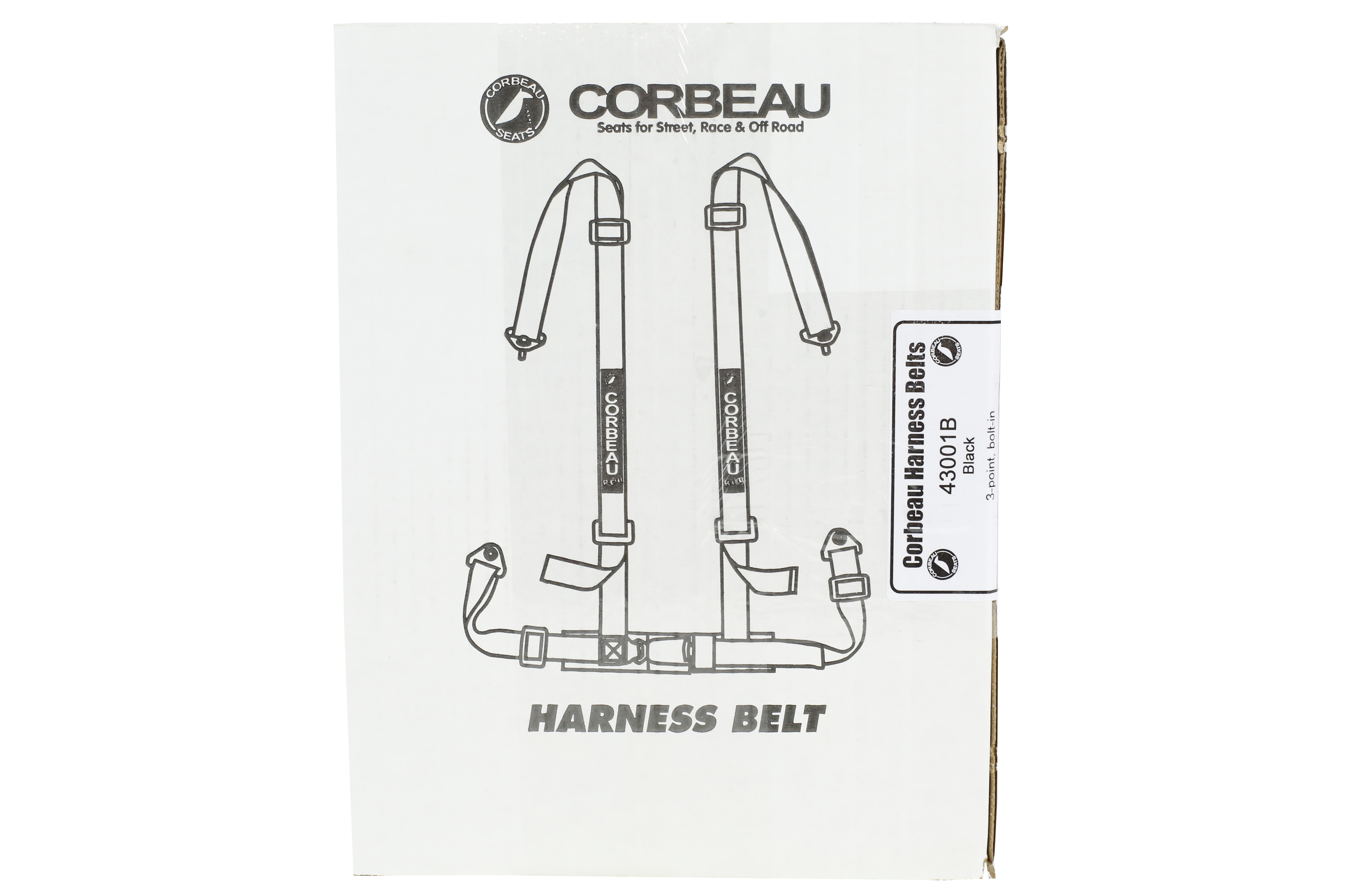 Corbeau 3-Point Bolt In Harness Black