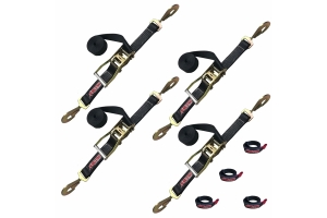 Bartact 2in x 12ft Bull Strap Heavy Duty Ratchet Straps w/Twist Snap Hooks - Set of 4 