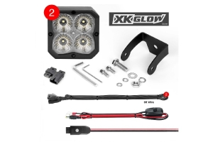 XK Glow 2pc XKchrome 20w LED Cube Light w/RGB Accent Light Kit w/Controller- Flood Beam