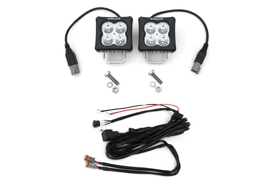 ZROADZ 3-inch LED Light Pod Kit, G2 Series, Bright White, Flood Beam, 2 Piece with Wiring Harness
