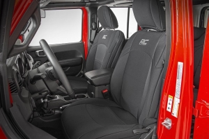 Rough Country Neoprene Seat Cover Set, w/o Armrest - Black - JL 4dr