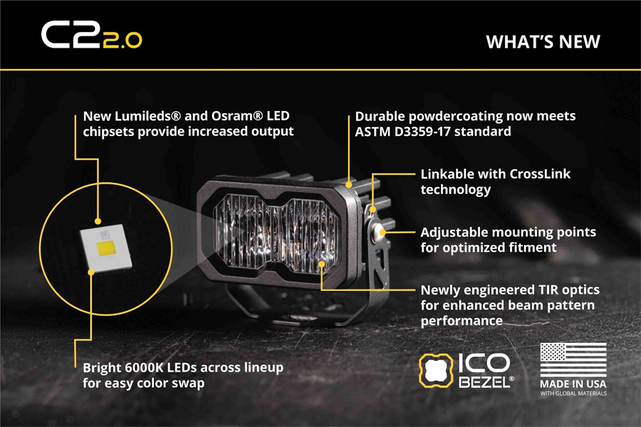 Diode Dynamics C2 2.0 White Pro LED Pod Pair, Flood - Amber