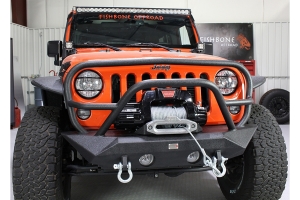 Fishbone Offroad Manowar Series Front Winch Bumper w/ Grille Guard  - JK 