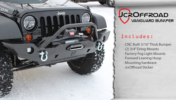 JCR Offroad Vanguard Full Width Front Winch Bumper Bare