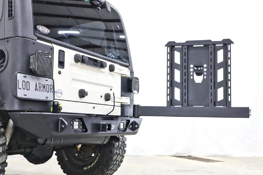LOD Destroyer Rear Bumper with Tire Carrier, Black Texture - TJ/LJ/YJ