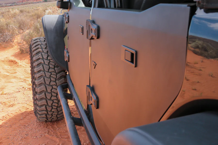 Combat Off Road Rear Full Metal Jacket Half Doors, Aluminum - Black Powder Coat - JL