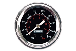 Viair 2.0 Inch Single Needle Illuminated Gauge 220 PSI - Black Face