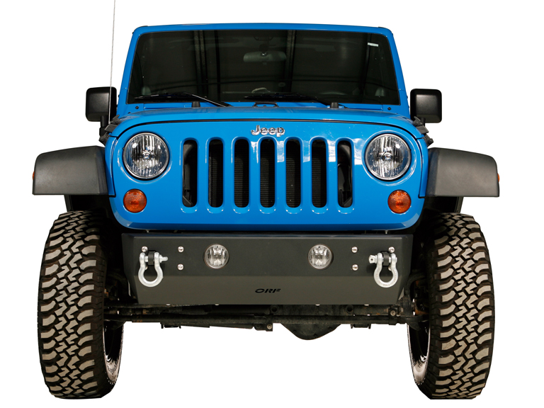 OR-Fab Light Mount Rock Slider Front Bumper Wrinkle Black - JK