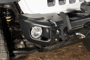 Rugged Ridge Arcus Front Stubby Bumper w/ Winch Tray and Tow Hooks  - JT/JL