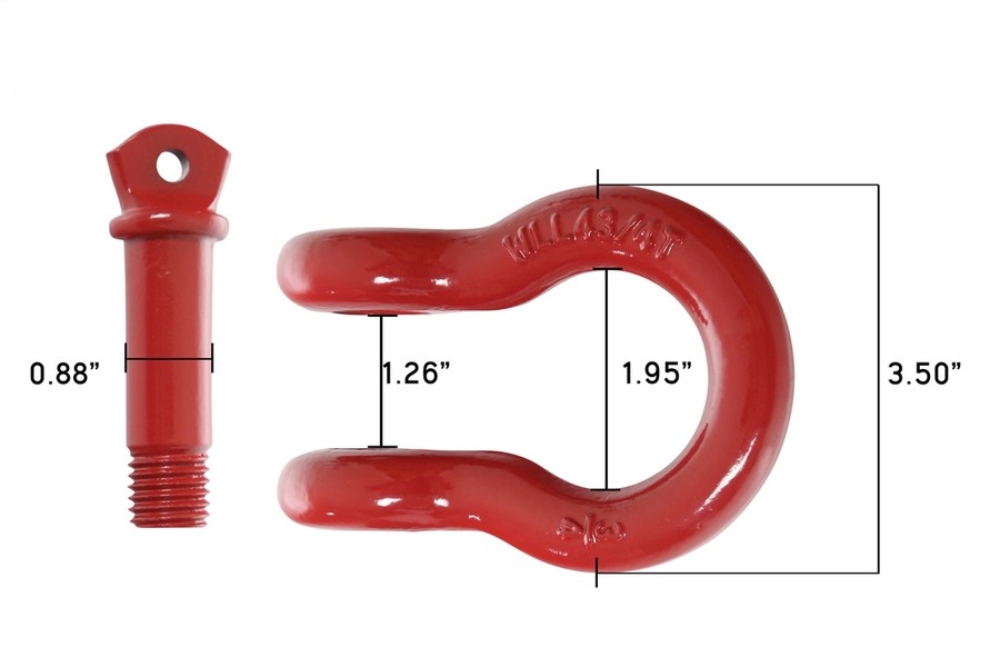 Overland Vehicle Systems Recovery Shackles 3/4in 4.75 Ton Red - Pair