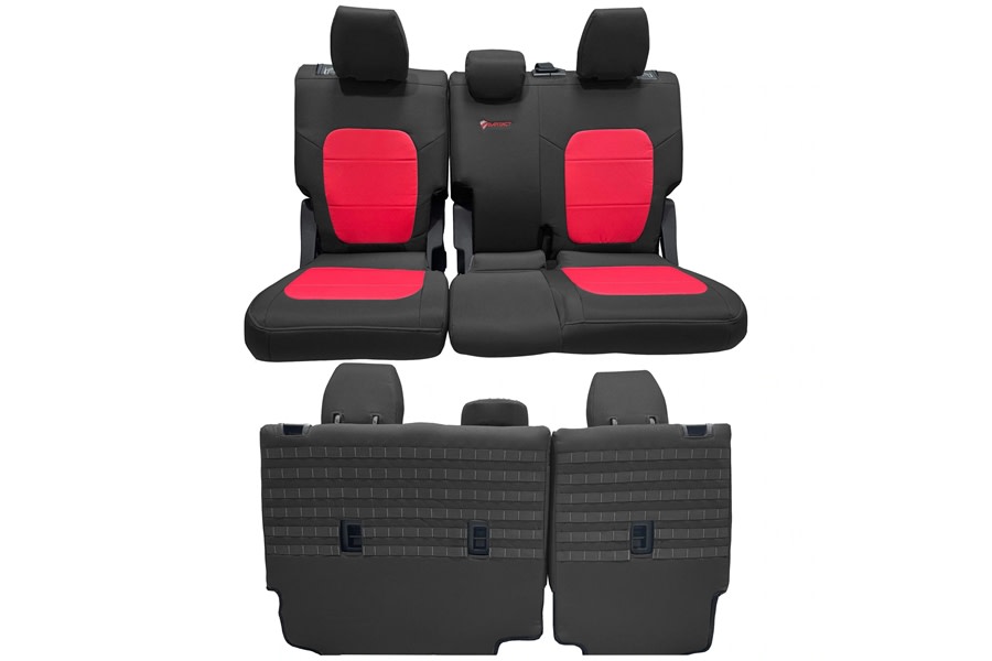 Bartact Tactical Rear Bench Seat Covers w/ Armrest - Black/Red   - Bronco 4dr 2021+