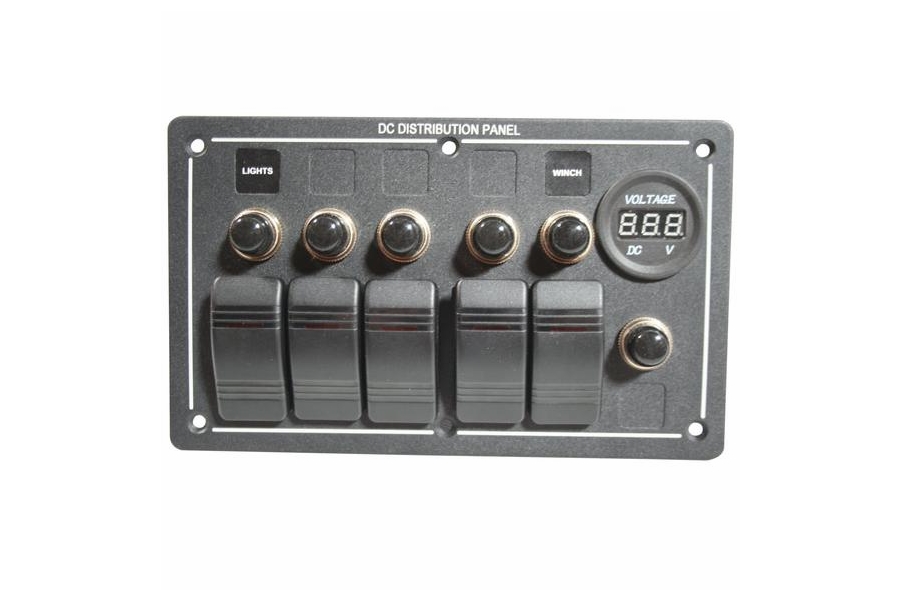 Bulldog Winch 5-Switch Voltmeter Panel w/Breakers
