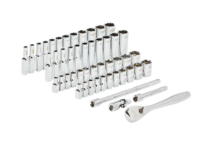 Milwaukee Tool 1/4in Drive 50pc Ratchet and Socket Set - SAE and Metric