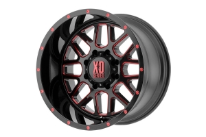 XD Series XD820 Grenade Wheel 20x10 5x5 24mm Offset Satin Black w/ Red - JT/JL/JK