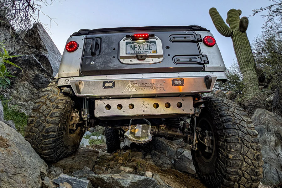 Next Venture Motorsports Rear Steel Corner Armor w/ Lights (Stealth Fuel Door) - Bare - JL 4DR
