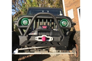 Motobilt Front Bumper w/ Grill Hoop and Stinger - Bare Steel  - LJ/TJ/YJ