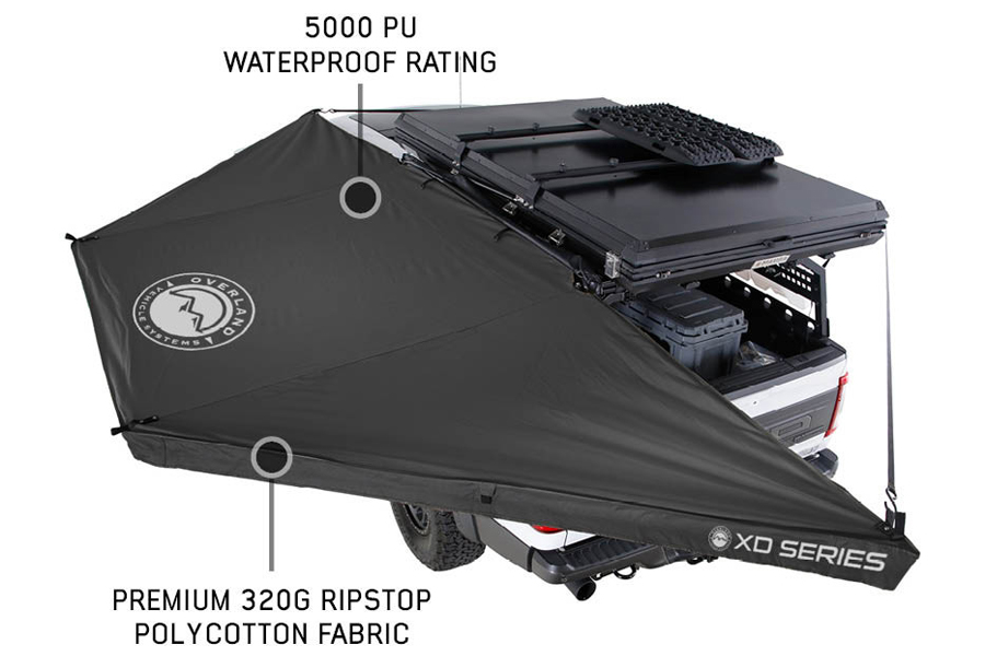 Overland Vehicle Systems XD Nomadic 180 LTE Awning w/ Lights - Black w/Travel Cover