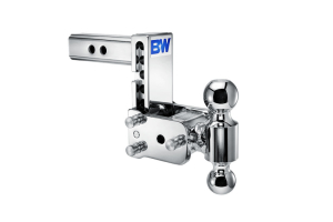 B&W Hitches Tow & Stow 2in Dual Ball Receiver Hitch, Chrome, 5in Drop-5.5in Rise
