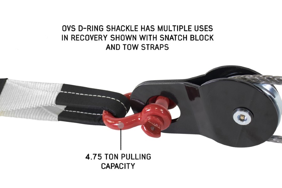 Overland Vehicle Systems Recovery Shackles 3/4in 4.75 Ton Red - Pair